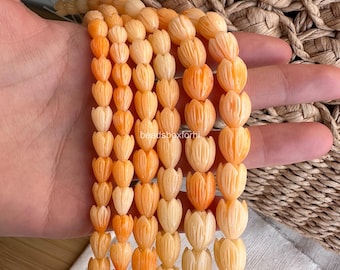 Variegated Orange Pikake Beads, Resin & Coral Powder Hawaiian Orange Pikake Beads, Variegated Orange Jasmine Beads, 3 Sizes Optional, HK21