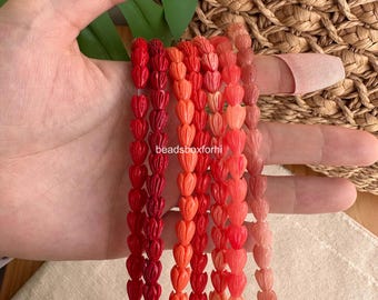 Small Red/ Variegated Pikake Beads, Resin & Coral Powder  Variegated Pink Pikake Beads, Variegated Pink Jasmine Beads, HK78