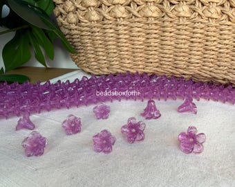 Transparent purple Hawaiian Plumeria Beads, Resin Fushia Plumeria Beads, Hawaiian Keychain/ Purse Lei Making, HK74