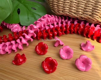 23x15 mm Short-stem Hawaiian Puakenikeni Flower Beads, Resin & Coral Powder Ivory Puakenikeni Beads, Purse Lei / Car Lei Making