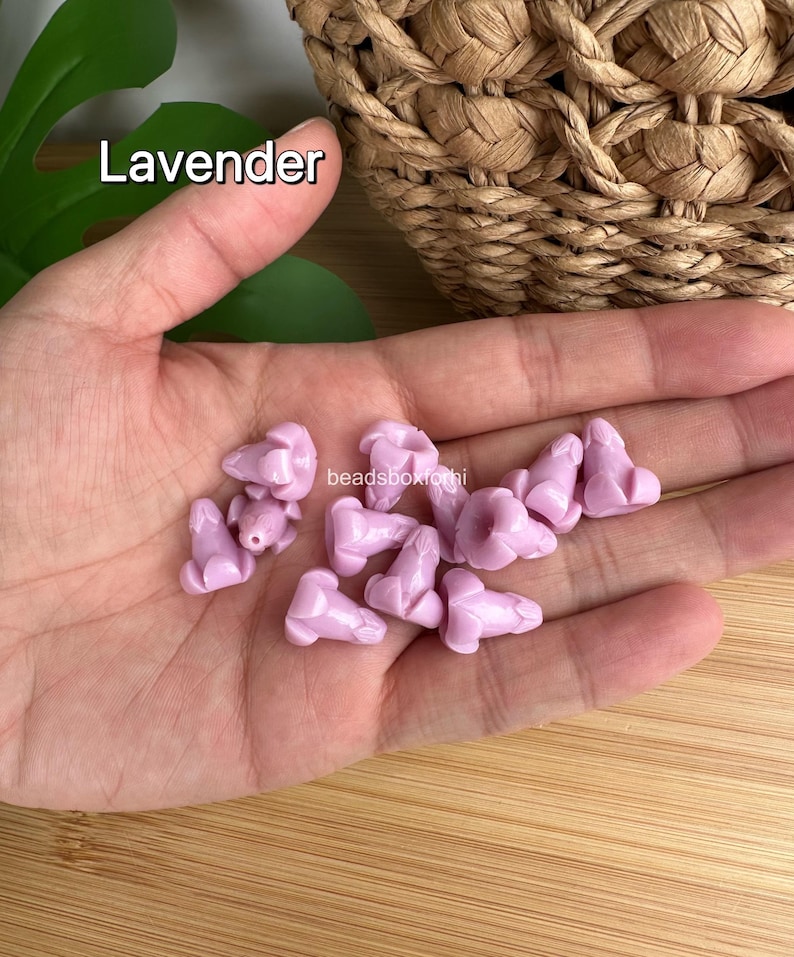 Hawaiian Puakenikeni Flower Beads, Resin & Coral Powder Colorful Puakenikeni Beads, Garland / Purse Lei / Car Lei Making, HK6 (New) Lavender