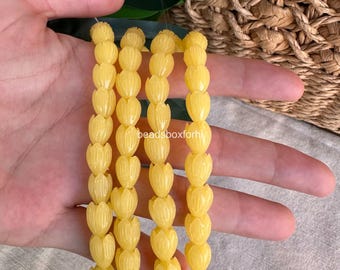 8x11 mm Translucent Yellow Pikake Beads, Resin & Coral Powder Hawaiian Pikake Beads, Yellow Pikake Beads, Yellow Jasmine Beads, HK68
