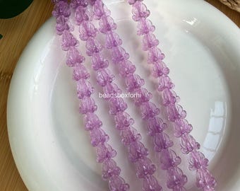 13 mm Transparent Purple Hawaiian Crown Flower Beads,  Resin Clear Purple Crown Flower Beads, Lei Garland Making,  QUANTITY Optional, HK64
