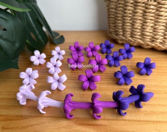 22mm Hawaiian Puakenikeni Beads, WATERPROOF Puakenikeni Beads, Purple/ Lilac Puakenikeni Polymer Clay Beads, Purse Lei / Car Lei Making