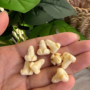 May include: A collection of small, off-white, phallic-shaped beads with a smooth, matte finish. Each bead features a distinct, carved structure with a rounded top and a flared base, designed for threading. The text beadsboxshop is visible.