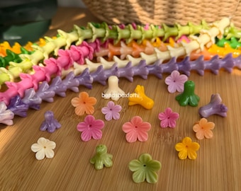 Hawaiian Pakalana Beads, Resin & Coral Powder Colorful Pakalana Beads, Hawaiian Keychain/ Purse Lei Making, HK30