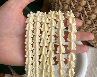 Ivory Crown Flower Beads, Resin & Coral Powder Hawaiian Cream White Crown Flower Beads, 3 Sizes Optional, HK63