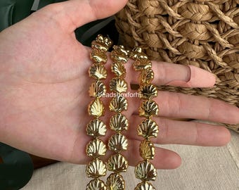 Gold Resin Clam Shell Spacer Beads, Gold Shell Beads, Lightweight Waterproof Phone Charm Jewelry Supplies, HK89