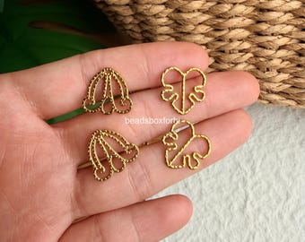 Stainless Steel Crown Flower Charms/ Monstera Leaf Charms, Keychain Making