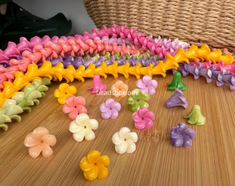 Hawaiian Plumeria Beads, Resin & Coral Powder Colorful Plumeria Beads, Hawaiian Keychain/ Purse Lei Making, HK31