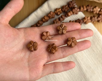 Wood Sakura Flower Beads, Wooden Cherry Blossom Beads, Peach Wood Carved Flower Beads, HK48