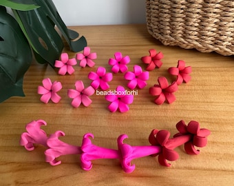22mm Hawaiian Puakenikeni Beads, WATERPROOF Puakenikeni Beads, Deep pink/ Red Puakenikeni Polymer Clay Beads, Purse Lei / Car Lei Making