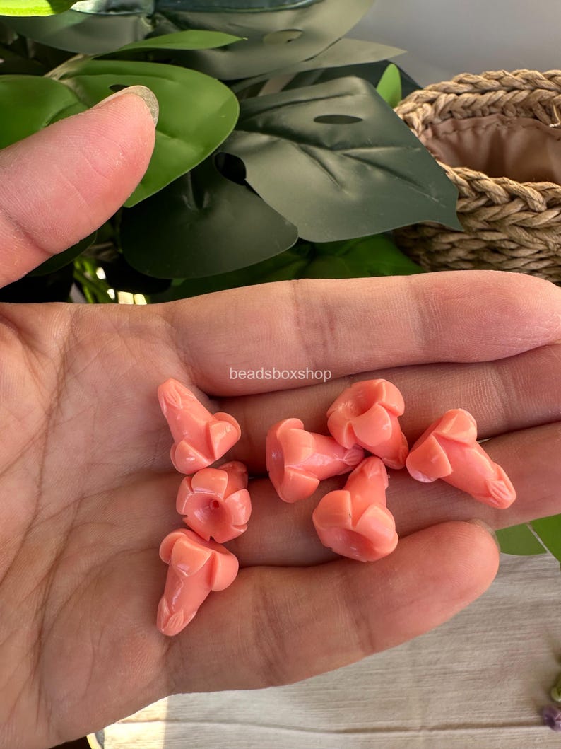 Hawaiian Puakenikeni Flower Beads, Resin & Coral Powder Colorful Puakenikeni Beads, Garland / Purse Lei / Car Lei Making, HK6 Coral pink