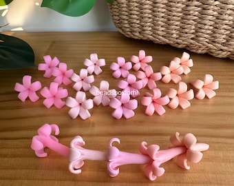22mm Hawaiian Puakenikeni Beads, WATERPROOF Pink/Peach Flower Clay Beads, Purse Lei / Car Lei Making