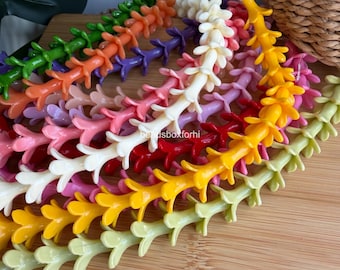 18x19 mm Hawaiian Pakalana Flower Beads, Resin & Coral Powder Pakalana Beads, Hawaii Lei Beads, Purse Lei / Car Lei Making, HK34