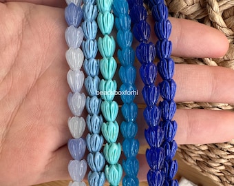 Small Blue Pikake Beads, Resin & Coral Powder Hawaiian Pikake Beads, Variegated Blue Pikake Beads, Variegated Blue Jasmine Beads, HK40