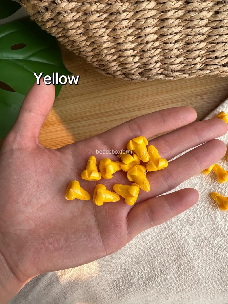 Hawaiian Puakenikeni Flower Beads, Resin & Coral Powder Colorful Puakenikeni Beads, Garland / Purse Lei / Car Lei Making, HK6 (New) Yellow