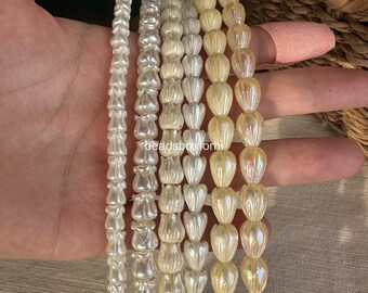 Resin Pearly Pikake Beads, Resin Hawaiian Pikake Beads, Iridescent Crown Flower Beads, HK92