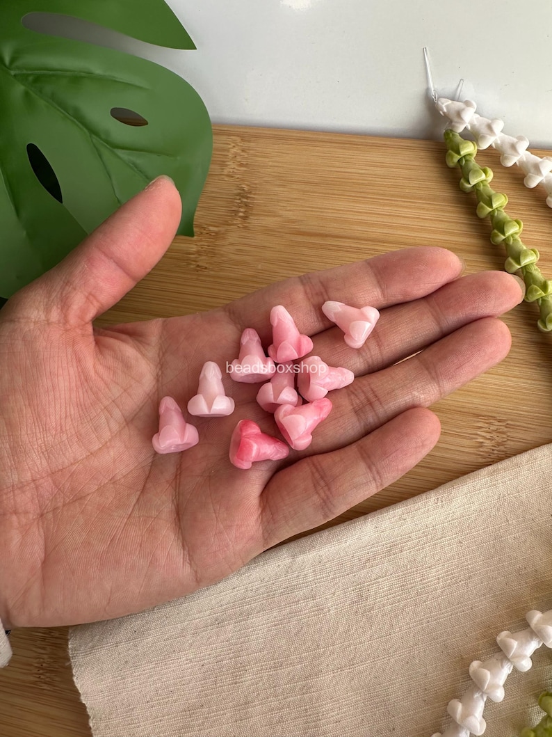 Hawaiian Puakenikeni Flower Beads, Resin & Coral Powder Colorful Puakenikeni Beads, Garland / Purse Lei / Car Lei Making, HK6 Variegated pink