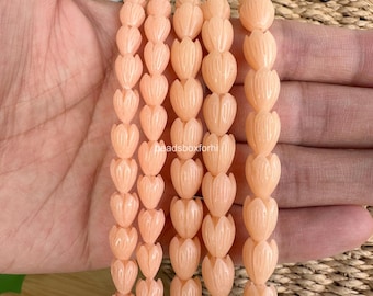 Light Orange Pikake Beads, Resin & Coral Powder Hawaiian Pikake Beads, Peach Pikake Beads, Light Orange Jasmine Beads, HK33