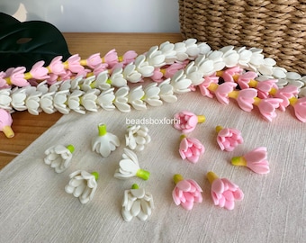 Polymer Clay Pikake Beads, Clay Double-Layer Jasmine Beads, Hawaiian Keychain/ Purse Lei Making, HK90