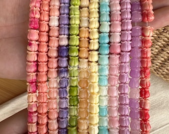8.5mm Colorful Tulip Flower Beads, Rainbow Hawaiian Crown Flower Beads, Resin  & Coral Powder Tulip Beads,  QUANTITY Optional, HK19