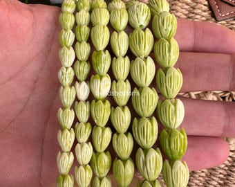 Variegated Green Pikake Beads, Resin & Coral Powder Hawaiian Green Pikake Beads, Variegated Green Jasmine Beads, 3 Sizes Optional, HK9