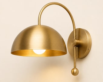 Modern Brass Dome Wall Sconce Mid Century Gold Bathroom Bedroom Hallway Reading Light Fixture