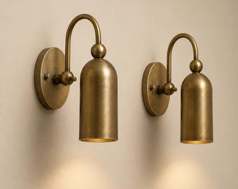 Handcrafted Brass Wall-Sconce, Vintage Cylinder Light, Antique Vanity Lamp, Handmade Bedroom Bathroom Lighting Fixture