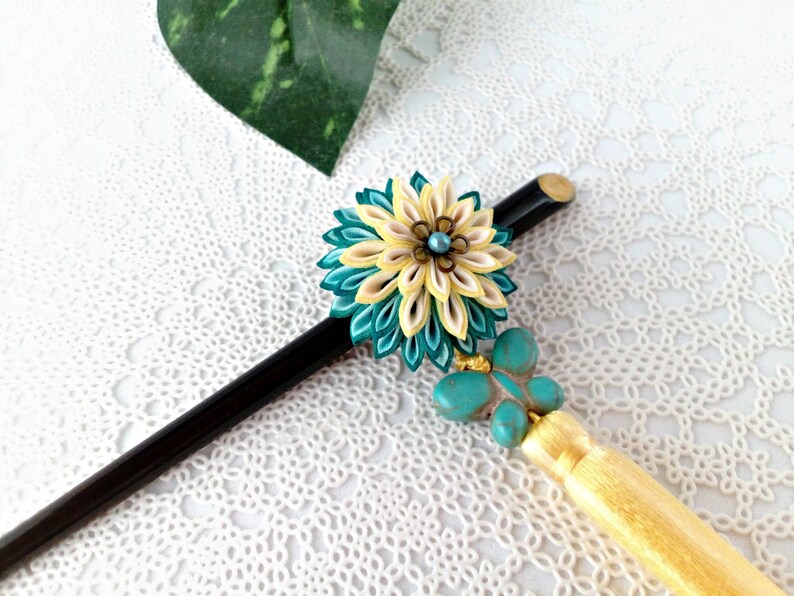 Flower Hair Stick Tsumami Kanzashi Japanese Hair Ornament Etsy