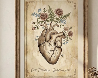 Anatomisches Herz Blumendruck | Vintage Geschenk zum Valentinstag (Digitaler Download)