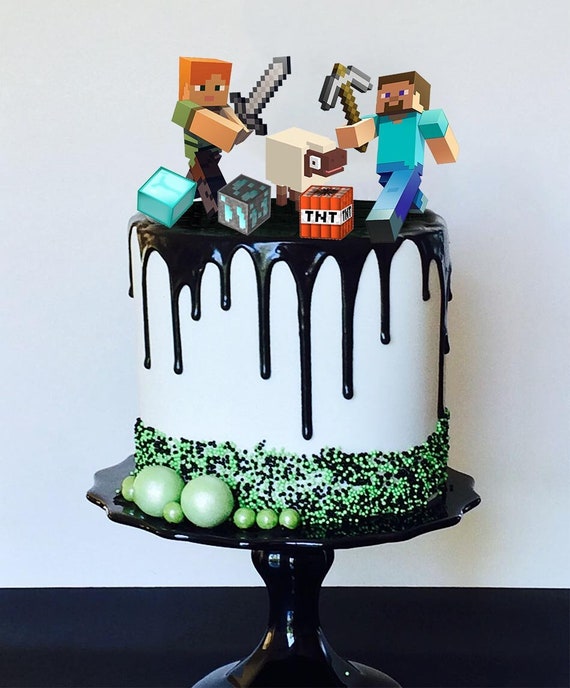 Buy Set of Mine Craft Cake Toppers Steve Alex Online in India Etsy