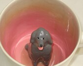 Grey Poodle with paw prints Surprise Mug (In Stock)