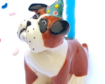 Boxer Candle Holder, Ceramic Cake Topper, Birthday Cake Gift