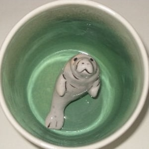 Manatee (In stock) Surprise Mug, Peek a boo cup, manatee in a teacup