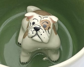 English Bulldog Surprise Mug with Paw Prints, Pup Inside Cup