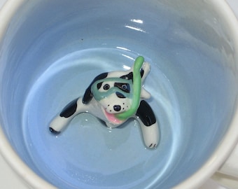 Snorkeling Dog Cup, Peek a boo Surprise Animug