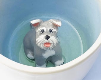 Schnauzer Surprise Mug, Pup Hidden in a Cup