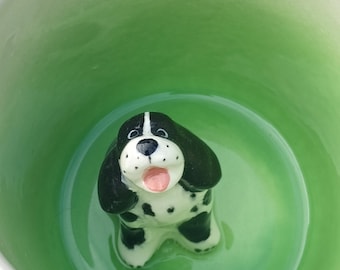 Black Springer Spaniel, Paw Printed Surprise Mug, Peekaboo Tea Cup