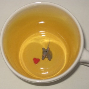 Mouse with Heart Surprise Mug (In Stock) Valentines Day Mug, Peekaboo Teacup