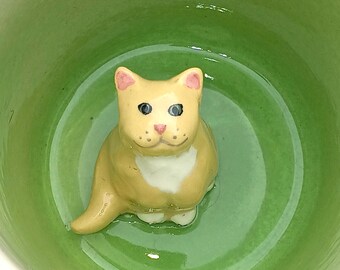 Orange Spotted Fluffy Cat Surprise Mug Paw Printed, Ginger Marmalade Kitten Coffee Cup