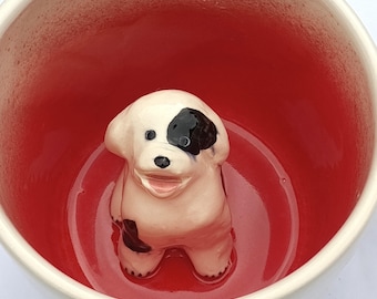 Black Spotted Sheepdog, Old English Sheepdog, Shaggy Pup in a Cup