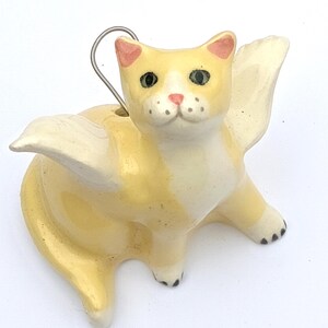Yellow Cat with Wings Ornament,  Tree, Houseplant Decoration