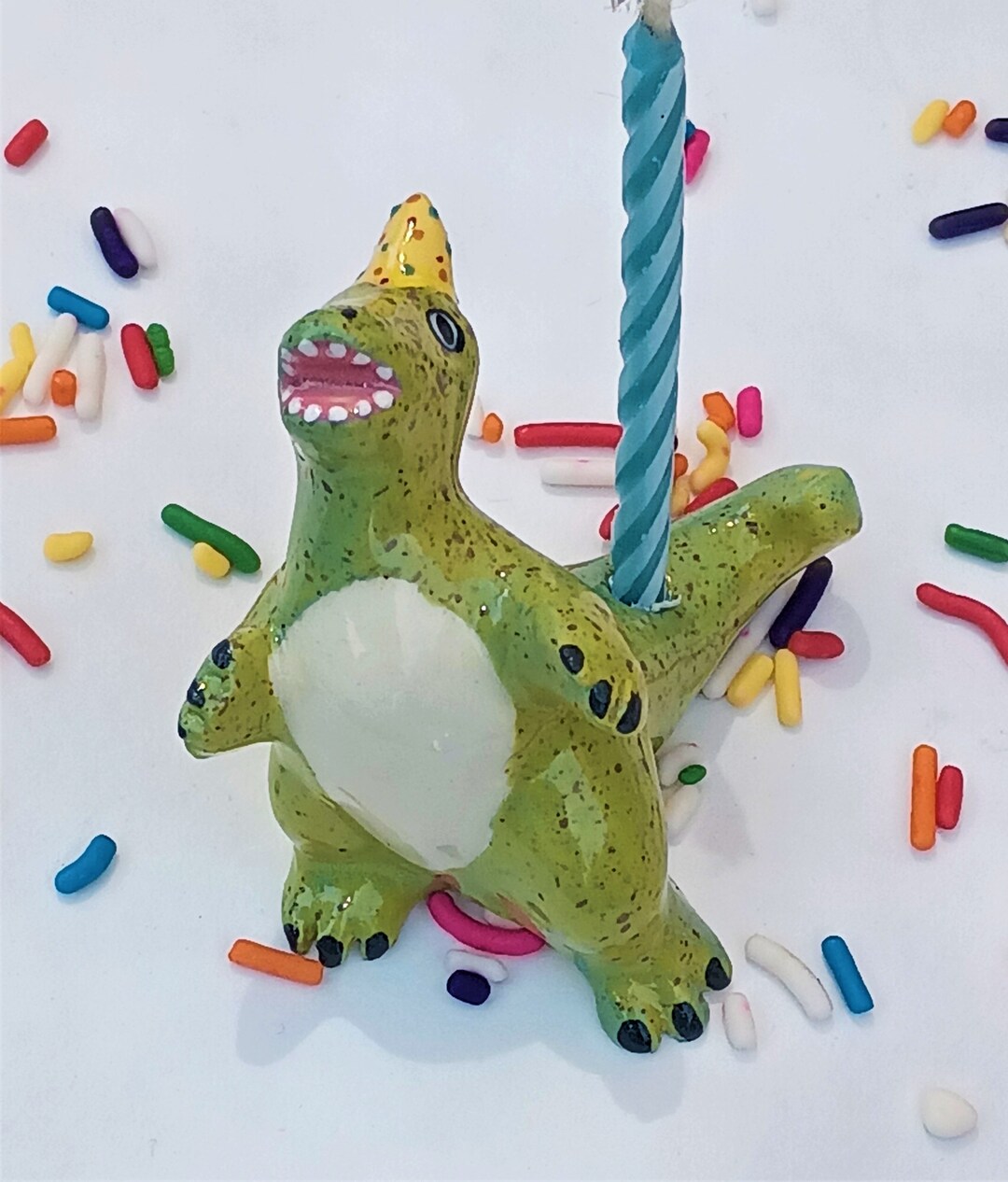 Dinosaur Candle Holder Ceramic Cake Topper Birthday Cake Etsy