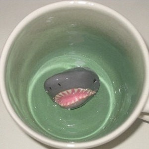 Shark Surprise Mug In Stock) Peekaboo Cup, Great White Shark Head Teacup, Hidden Surprise Mug