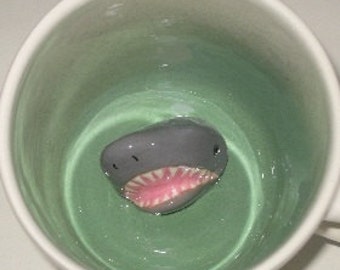 Shark Surprise Mug In Stock) Peekaboo Cup, Great White Shark Head Teacup, Hidden Surprise Mug