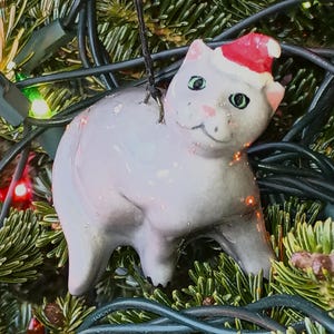 Gray Cat Christmas Ornament,  Tree Decoration