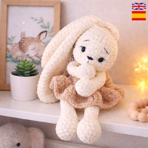 Schema di peluche coniglietto all'uncinetto in formato PDF, coniglietto amigurumi - Download digitale