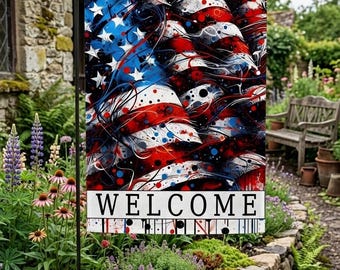 Abstract American Flag Garden Flag, Patriotic Welcome Flag, USA Art Yard Decor, Modern 4th of July Flag