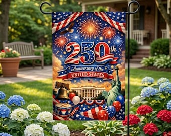 USA 250th Anniversary Garden Flag, Patriotic Fireworks Flag 1776-2026, American Independence Yard Decor, USA Celebration Flag